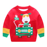 Kid Baby Boy Round Neck Cotton Dog Car Sweater