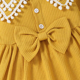 Baby Girl Long Sleeve Lovely Bow Collar Dresses