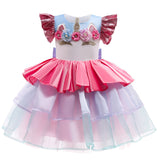 Kid Baby Girls Summer Princess  Unicorn Flower Sleeveless Gauze Dresses
