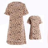 Family Matching Mother-daughter Leopard Print Short Sleeve Flounces Dresses