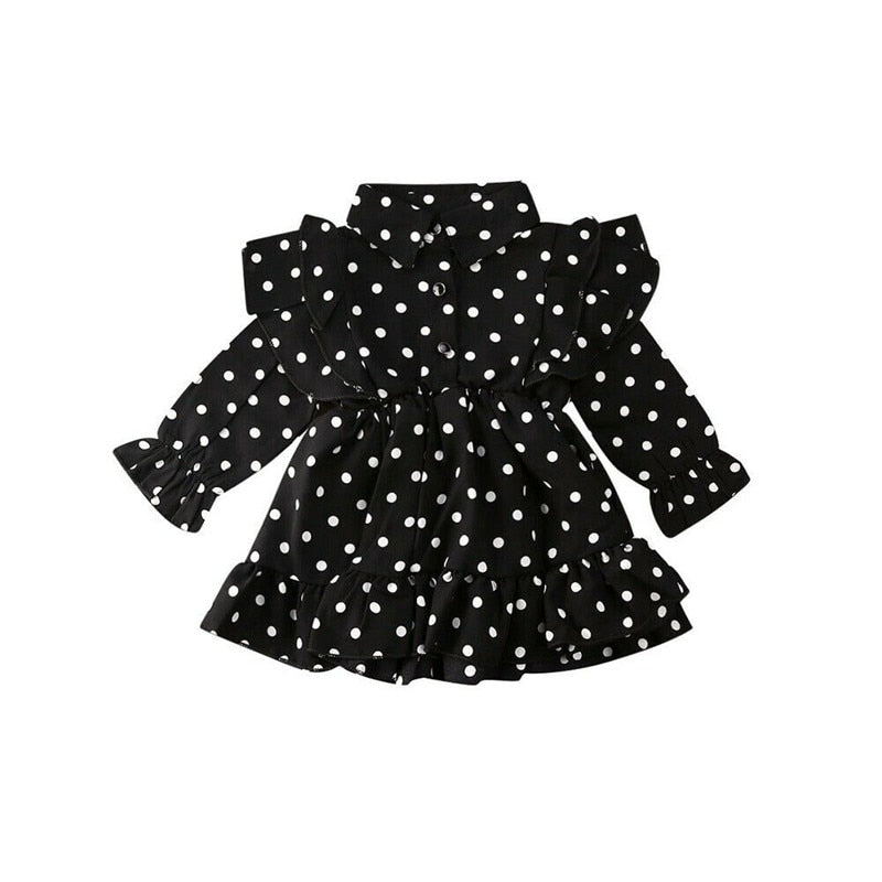 Toddler Kid Girl Ruffle Swing Dress Polka Dots Party Dresses 1-7Y