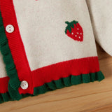 Baby Girl Winter Sweet Strawberry Sweaters Knit Button Sweater