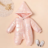 New Autumn and Winter Baby Rompers Stylish Solid Windproof Hooded Colorful Jumpsuit