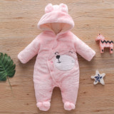 Baby Bear Warm Romper Fleece Hooded Jumpsuit