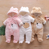 Baby Bear Warm Romper Fleece Hooded Jumpsuit