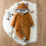 Baby Solid Hooded Jumpsuit Romper