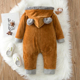 Baby Solid Hooded Jumpsuit Romper