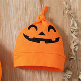 0-18M Baby Halloween Letter Pumpkin Print Bowknot 3 Pcs Set