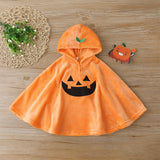 9M-3Y Baby Girl Halloween Pumpkin Applique Orange Cloak Coat