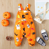 0-18M Baby Girl Halloween Pumpkins Suspender Jumpsuits Pants