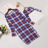 Family Matching Plaid Mother Daughter Dresses Parent-child Christmas Dresses