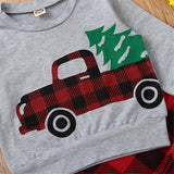 Baby Boys Plaid Car Long Sleeve Sets 2 Pcs