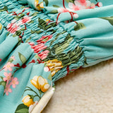 Family Matching Fashion Flowers Print Long Sleeve Dresses