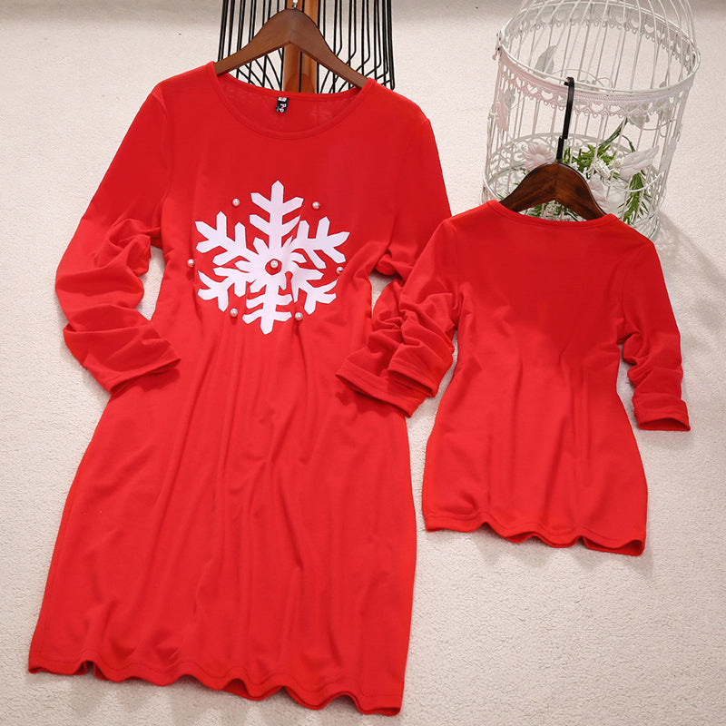 Family Matching Mother Daughter Fashion Parent-Child Christmas Dresses