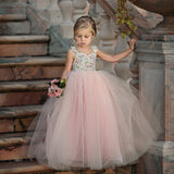Flower Girl Pageant Pink Lace Floral Princess Birthday Tutu Bridesmaid Formal Dresses 1-7Years - honeylives