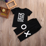 Kid Baby Boy Outfits  No Pain No Gain  2pcs Set