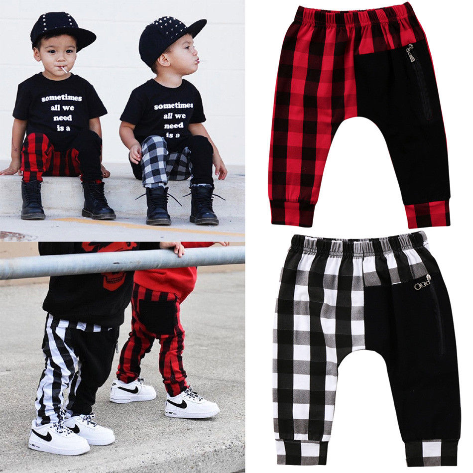 Kid Baby Boy Fashion Plaid Panty Harem Pants Trousers