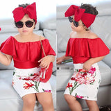 Kid Baby Girl Flower Headband Outfit 3 Pcs Sets