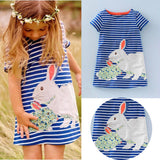 Kid Baby Girl Easter Bunny Stripe Casual Sundress