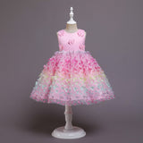 Kids Baby Girl Princess Rainbow  Elegant Sweet Wedding Formal Sleeveless Dress