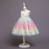 Kids Baby Girl Princess Rainbow  Elegant Sweet Wedding Formal Sleeveless Dress