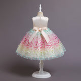 Kids Baby Girl Princess Rainbow  Elegant Sweet Wedding Formal Sleeveless Dress