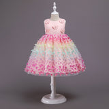 Kids Baby Girl Princess Rainbow  Elegant Sweet Wedding Formal Sleeveless Dress