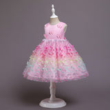 Kids Baby Girl Princess Rainbow  Elegant Sweet Wedding Formal Sleeveless Dress