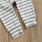 Baby Boy Easter Rabbit Print Bodysuit Striped 3 Pcs Sets