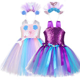 Sequin Princess Ariel Dress Girls Birthday Party Mermaid  Shell Starfish Dresses - honeylives
