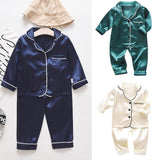Toddler Baby Boys Long Sleeve Solid Pajamas Sleepwear 2 Pcs