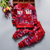 Baby Boys Girls Print Ink Suits 2Pcs/Sets Tracksuits