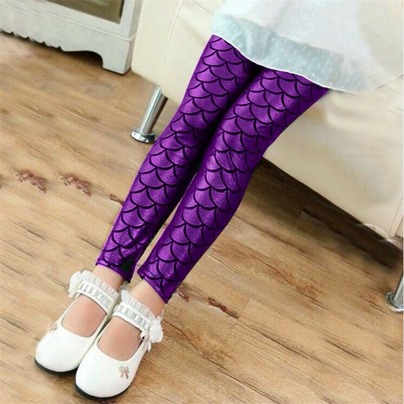 Girls Leggings Mermaid Leggings Pants Colorful Shiny Pants Slim Trousers