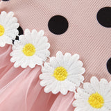Baby Girls Cotton Long Sleeve  Polka Dot Flower Dress