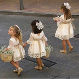 Baby Girls Bridesmaid White Fashion Party Lace Bow Dresses 0-5Y