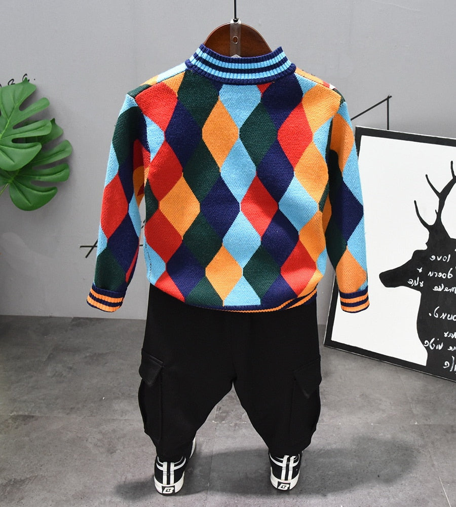 Kids Boy Clothing Sets Knit Tops + Bottoms 2 Pcs Sets  2-6 Years