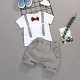 Kids Boys Bow Clothes Sets Gentleman High Qulity Short T shirt + Pants Outfits - honeylives