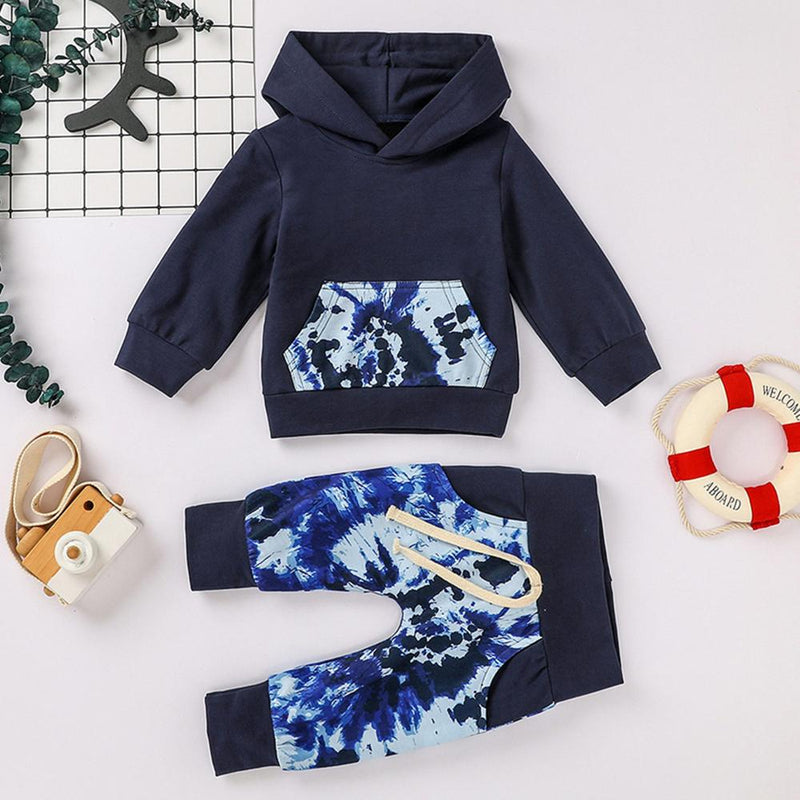 Baby Boys Tie Dye Hooded Long Sleeve Sets 2 Pcs