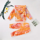 Baby Unisex Tie Dye Long Sleeve Hooded Sets 2 Pcs
