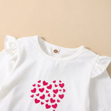 Baby Girl Set Long Sleeve Little Heart Flare Valentine 3 Pcs Sets