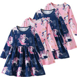 Baby Girls Dress Spring Cute Long Sleeve Unicorn Casual Dress 2-6 Years