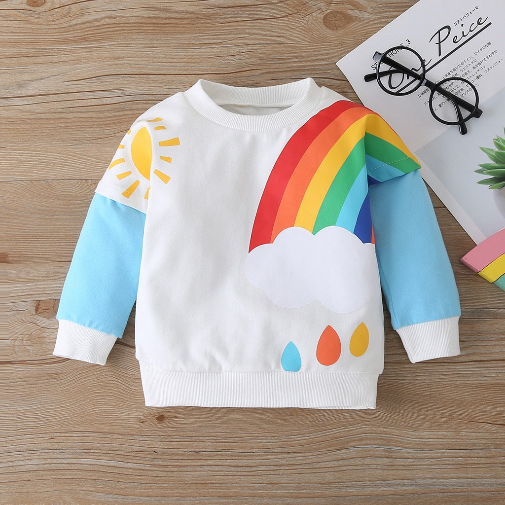 Toddler Kids Boys Girls Sweatshirt Fashion Rainbow Hoodie