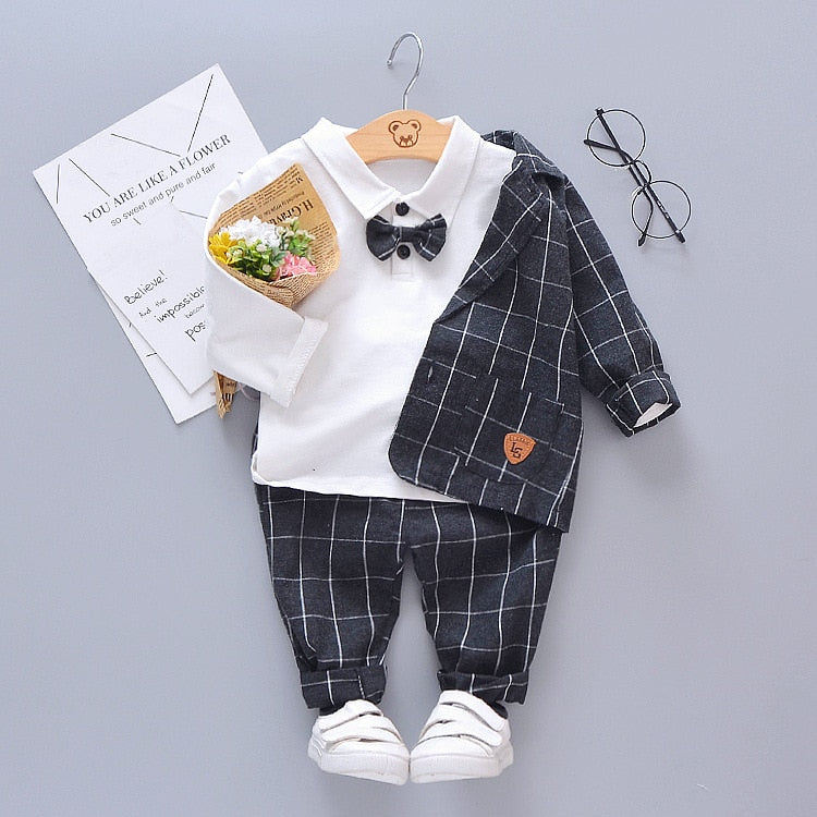 Toddler  Boy Costume Jacket Fashion England 3 Pcs Suits 0-4 Years