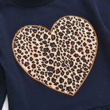 Girl Set Valentines's Day Leopard Heart Black Ruffle Lace 2 Pcs Sets