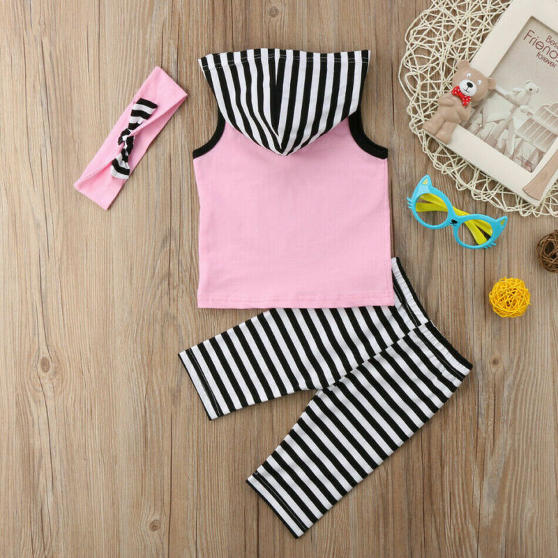 Kids Baby Girl Casual Striped Outfit 2 Pcs Sets