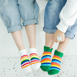 Kids Rainbow Striped Boys Girls Spring Autumn Striped Boat Socks 5 pair/1lot