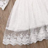 Baby Girls Bridesmaid White Fashion Party Lace Bow Dresses 0-5Y