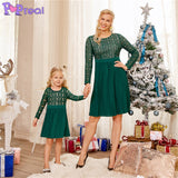 Family Matching Parent-Child  Fashion Lace Patchwork Mom Daughter Dress