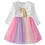 Kid Baby Girls Autumn Casual Long Sleeve Unicorn Princess Dresses