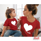 Family Matching Valentine Mother Daughter Son Heart Print T-shirts Tops